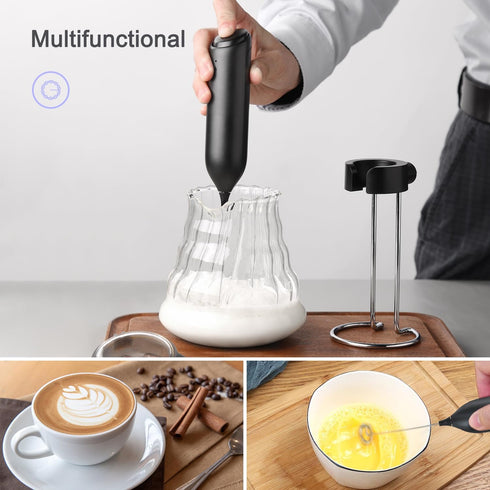 Powerful Electric Milk Frother Set, Rechargeable Drink Blender with Stand/Base, Foam Maker Mixer, Handheld Milk Frother for Coffee, Cappuccino, La...