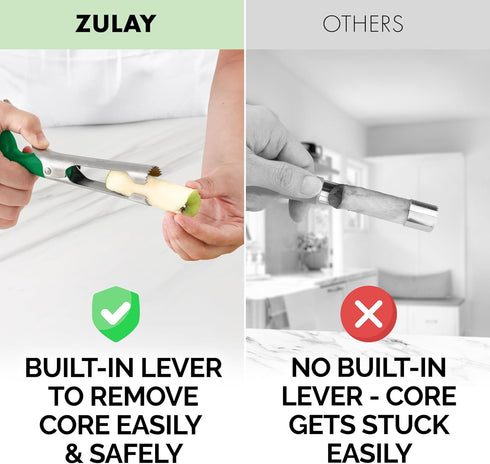 Zulay Premium Apple Corer - Easy to Use Durable Remover for Pears, Bell Peppers, Fuji, Honeycrisp, Gala and Pink Lady Apples - Stainless Steel Cup...