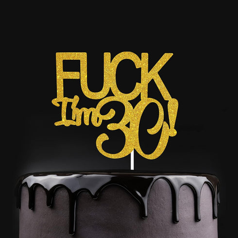 Funny Happy 30 Birthday Cake Topper - Gold Glitter Men 30th Birthday Cake Topper - 30th Cake Topper for Women Birthday Party Decoration...