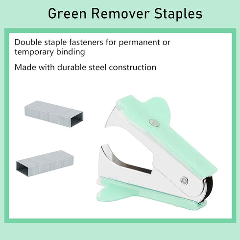 Green Stapler, Desktop Stapler, 25 Sheet Capacity, includes 1000 Staples and Staple Remover...