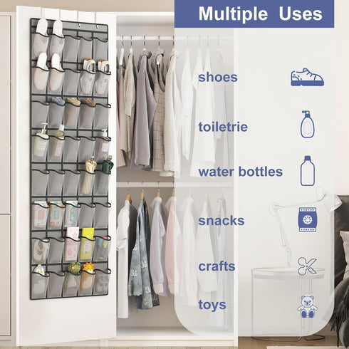 Fixwal Over The Door Shoe Organizers 40 Mesh Pockets Hanging Shoe Organizer Shoe Rack For Closet Entryway Bedroom Bathroom Pantry Shoe Holder, Men...