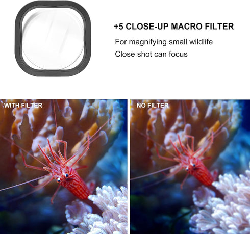 Waterproof Case for GoPro Hero 8 Black with 4-Pack Dive Filter, 60M Underwater Diving Housing Case with Red, Light Red, Magenta, Close-up Filters ...