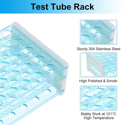 PATIKIL 50 Holes Test Tube Rack, 16mm Round Hole Plastic Detachable Test Tube Holder Stand Suitable for Less Than 16mm Dia Tube for Laboratory Sci...