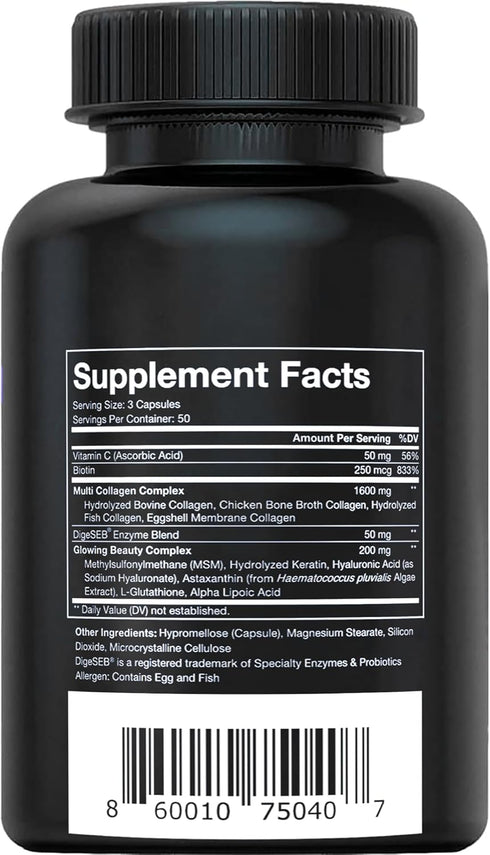 Vital Vitamins Multi Collagen Plus - Biotin, Hyaluronic Acid, Vitamin C - Collagen for Women & Men - Hair Growth Support Supplement - Skin, Nails ...