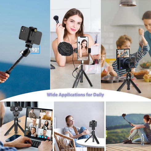 Extendable Selfie Stick Tripod for Gopro/Cell Phone/Camera, Mini Tripod with Gopro Adapter & Phone Holder, Portable Vlog Travel Selfie Phone Tripo...