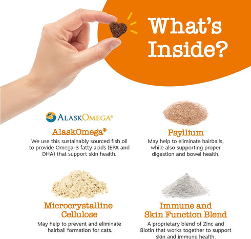 Zesty Paws Hairball Bites for Cats - Cat Furball Support - Functional Supplement with Omega 3 Fish Oil EPA & DHA + Zinc, Biotin & Psyllium Husk - ...