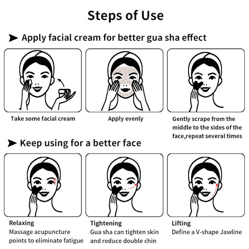 Gua Sha Facial Tools, Obsidian Guasha Tool for Face & Eye Gua Sha Stone for Puffiness Reducing & Jawline Sculpting Face Stone Gua Sha Tools for Sk...