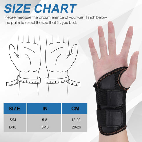 Wrist Brace for Carpal Tunnel, Night Wrist Sleep Support Splint with Compression Sleeve Adjustable Straps for Pain Relief, Arthritis, Tendonitis, ...