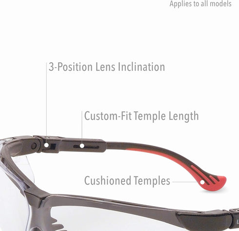 UVEX by Honeywell Genesis XC Safety Glasses, Black Frame with SCT-Vermillion Lens & Uvextreme Anti-Fog Coating (S3311X)...