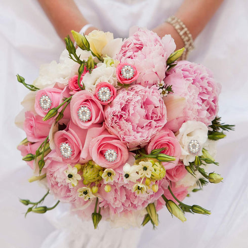 Hicarer 30 Pcs Pearl Rhinestone Flower Buttons Embellishments Craft Rhinestone Flatback Button Round Crystal for Jewelry Making Wedding Party Home...