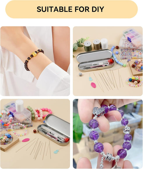 FIVEIZERO 60 Pieces Beading Needle Set, 5 Sizes Species Big Eye Beading Needles (with Threader) Needle Bottle, Yarn, Embroidery Needle, Thimble Fo...