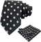 Men's Tie Sets, Black and White Polka Dot Ties for Men with Pocket Square Tie Bar/Cufflinks for Wedding Business...
