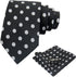 Men's Tie Sets, Black and White Polka Dot Ties for Men with Pocket Square Tie Bar/Cufflinks for Wedding Business...