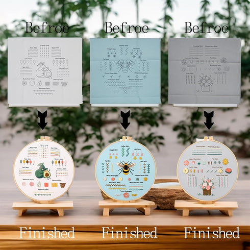Jyphorixal Embroidery Kit for Beginners Adults Cross Stitch Starter Kit Needle Point Supplies 28 Basic Stitches in 3 Set......