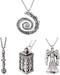 Luomi Doctor Who 4 Pack Different Necklace Wibbly Wobbly Timey Wimey 11th Doctor Sonic Screwdriver Pewter Finish Inspired 3D Police Box...