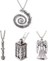 Luomi Doctor Who 4 Pack Different Necklace Wibbly Wobbly Timey Wimey 11th Doctor Sonic Screwdriver Pewter Finish Inspired 3D Police Box...