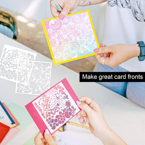 14 Pcs Layering Mixed Media Stencils Leopard Diamond Spirals Cubist Templates Geometric Patterns Stencils for Painting on Walls Canvas DIY Craft S...