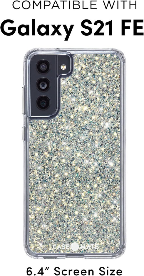 Case-Mate Samsung Galaxy S21 FE 5G Case - Twinkle Stardust with 10ft Drop Protection & Wireless Charging - Luxury Bling Glitter Case for Samsung G...