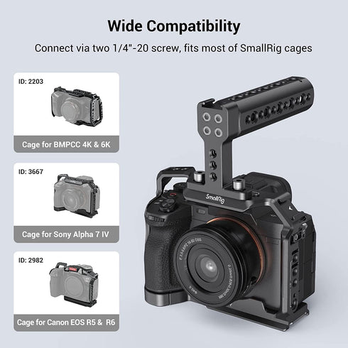 SmallRig Camera Top Handle Grip, DSLR Cage Handle with Cold Shoe Mount for Camera Rig - 1638...