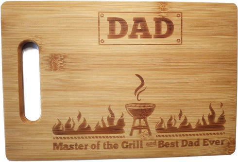 Laser Engraved Cutting Board Master of the Grill and Best Dad Ever Gift For father Birthday Gifts for Dad Personalized Cutting Board Gift Rectangl...