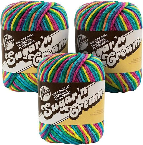Lily Sugar'n Cream Ombre Yarn - (4) Medium Gauge 100% Cotton - 2 oz - Psychedelic (3-Pack)......