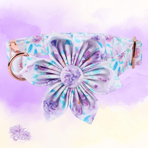 Lionheart Glory Dog Collar, Purple Dog Collar with Flower, Cute Floral Pattern Pet Collar Adjustable Dog Collar for Large Dogs...
