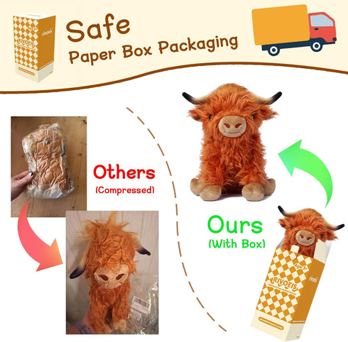 Highland Cow Stuffed Animals Toys Plushies Cute Cow Stuffed Animal Plush Cow Decor for Kids (10.5 inches)...