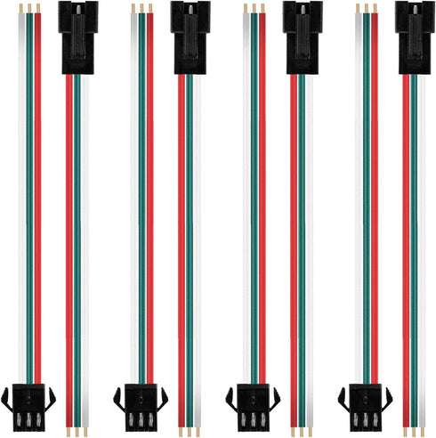 BTF-LIGHTING 20 Pairs JST SM 3 Pin Connectors for WS2812B WS2811 WS2812 WS2814 SK6812 FOCB CCT LED Strip Female Male 15cm 22awg Wire...