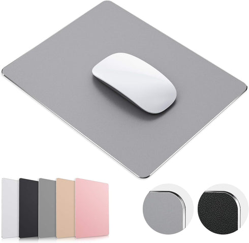 Mouse Pad, Gray Premium Hard Metal Aluminum Mousepad, Double Side Waterproof Ultra Smooth Mouse Pad for Fast and Accurate Mouse Control for Office...