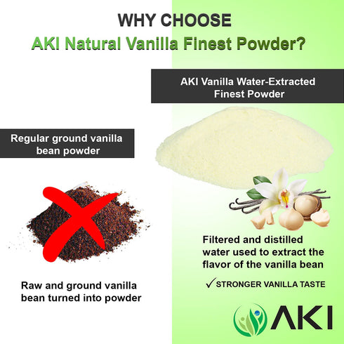 Aki Fine Vanilla Powder Extract From Beans (5.29oz/150g) - Water Extracted Powder Ideal For Baking, Cooking Flavoring - Delicious Vanilla Flavor &...