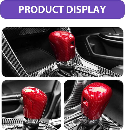 1 PC Car Central Control Gear Shift Head, Carbon Fiber Texture Decorated Transmission Shift Knob Cover, Patch Glossy Texture Tnterior Accessories,...