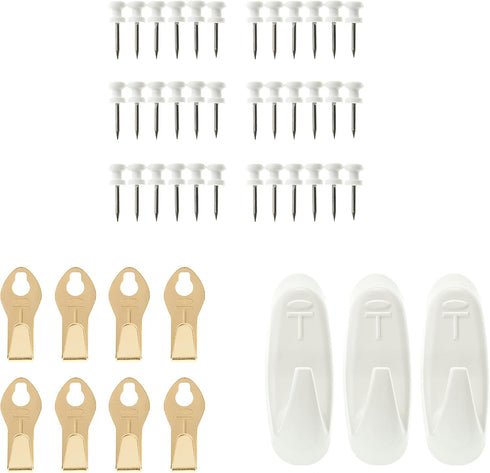 Takker Refill Accessory Kit Set - 36 Takker Refills, 8 x Picture Hooks, 3 x Medium Hooks - for Drywall, Plasterboard Wood & Fencing, Hanging Pictu...