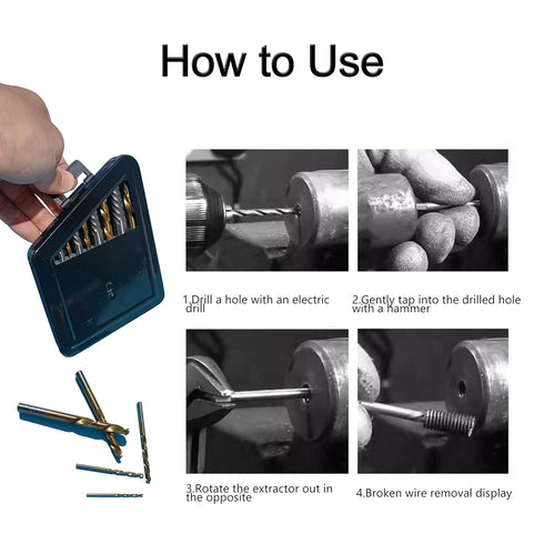 High Speed Steel Screw Extractor & Left Hand Drill Bit Set of 10, Easy Out Screw Extractor Set for Removing Broken Screws, Bolts & Studs...