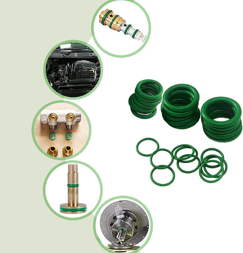 270 PCS Automotive O-Ring Gasket Assortment Kit, High Temperature Resistant Rubber Air Conditioning Compressor Port Ring, Multi-Functional Car Rep...