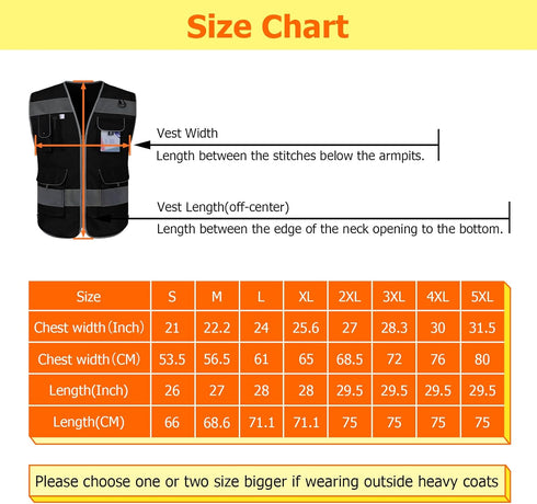 TCCFCCT Black Safety Vest for Men Women 9 Pockets High Visibility Reflective Vest for Safety, Work Vest with Reflective Strips, Meets ANSI/ISEA St...