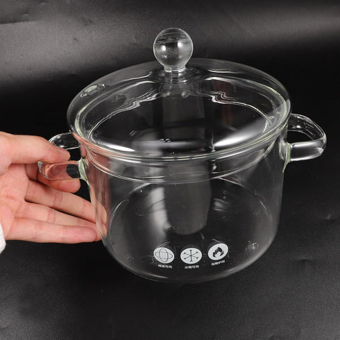 Clear Glass Pot Glass Saucepan with Cover and Handles Clear Cooking Pot Simmer Pot Pan Glass Cookware for Pasta Noodle Soup Milk 1500ml Glass Sauc...