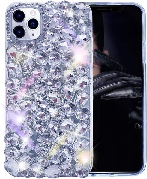 Bonitec Compatible with iPhone 12 Pro Case 3D Glitter Sparkle Bling Case Luxury Shiny Crystal Rhinestone Diamond Bumper Clear Gems Cute Protective...