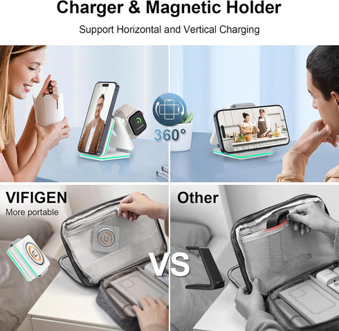 3 in 1 Wireless Charger for Motorola Razr 2024/2023,Edge 2024,Moto G Stylus 5G 2024,G Power,Razr 50,Edge 50,20W Wireless Charger Foldable Wireless...
