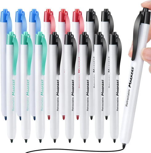 Retractable Markers, Art Marker Set, 16pcs Fine Point Clickable Pens ?Low Odor Marker - School Supplies, Smooth Writing Smudge Markers for Office ...