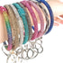 Rhinestone Wearable Keyring Bangle Sparkle Bracelet keychain Wristlet Key Chain for Women, Silver, 3 Inch...