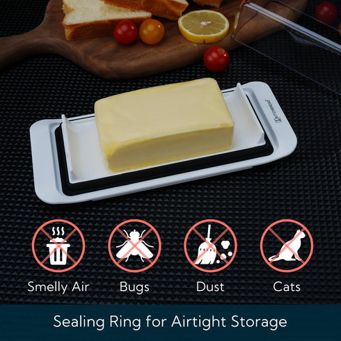 KITCHENDAO Large Airtight Butter Dish with Lid for Countertop and Fridge, Butter Keeper, Plastic Butter Holder Tray for 2 Sticks East Coast/West C...
