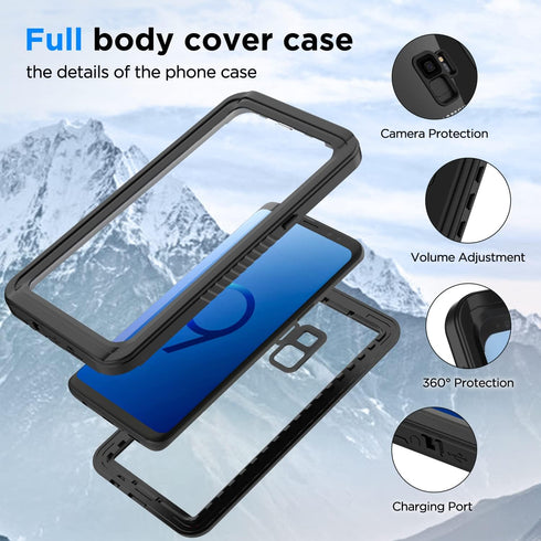 Samsung Galaxy S9 Case, S9 Waterproof Dustproof Dropproof Case with Built-in Screen Protector, 5.8 inch 360°Full Body Heavy Duty Protective Case C...