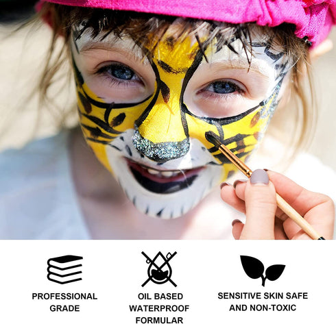 BOBISUKA Blank in the Dark Black + White Oil Face Body Paint Set, Large Capacity Professional Paint Palette Kit with Brushes for Art Theater Hallo...