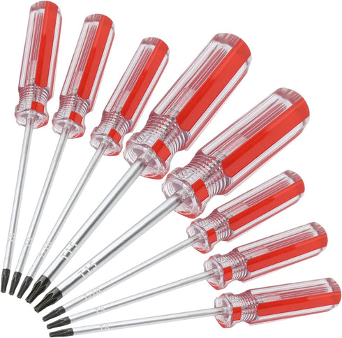 8PCS Magnetic Torx Screwdrivers Set Torx Security Screwdriver T8?T9?T10?T15 Torx 3mm, 75mm Long (red)...