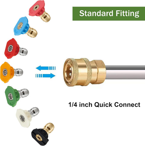 Pressure Washer Nozzles Tips Set, 5 Degrees Nozzles with 2 Second Story Nozzles, 1/4 Inch Quick Connect, 7 Pack, Orifice 3.0...