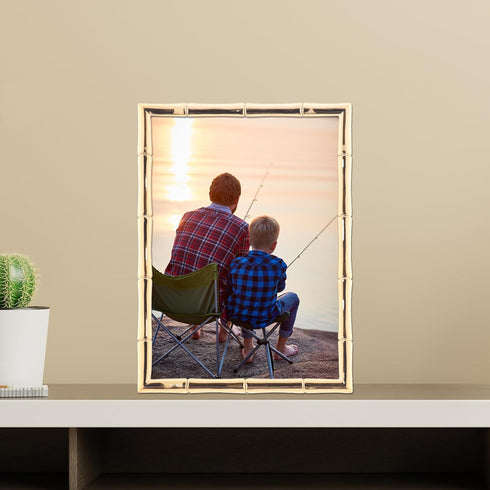 Lawrence Frames 5" W x 7" H Gold Metal Picture Frame with Bamboo Design (712257)...