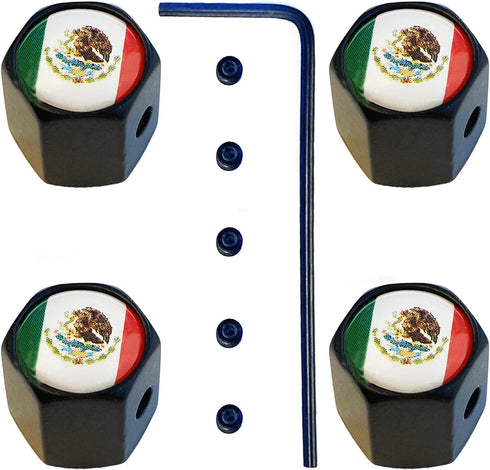 Anti Theft Tire Valve Stem Caps for Cars Trucks Motorcycles SUVs and Bikes | Tire Valve Caps | Tire Caps | Tapones para Llantas de Carro (MEX Blac...
