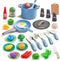 35Pcs Kids Kitchen Toy Accessories, Toddler Pretend Cooking Playset with Play Pots and Pans, Utensils Cookware Toys, Play Food Set, Toy Vegetables...