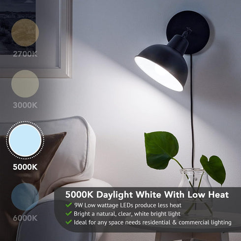 A19 LED Light Bulbs, 60 Watt Equivalent LED Bulb, Daylight White 5000K, 850 Lumen, E26 Base, Non-Dimmable, 9W Bright White LED Bulb, 4-Pack...