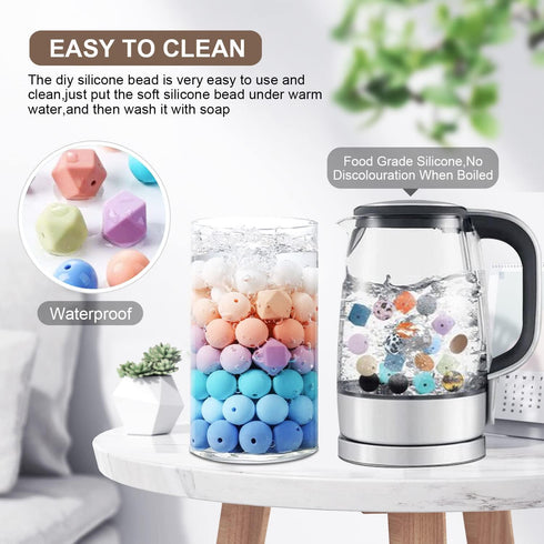 70Pcs Animal Silicone Beads Bracelet Making kit, 15mm Soft Rubber Round Beads Crafts for Keychain Wristlets Pacifier Clips Teething Lanyards Neckl...